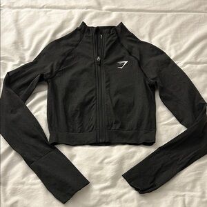 Gymshark Vital Seamless Midi Zip Up Jacket Black Marl Size Medium